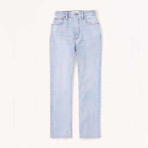 Abercrombie & Fitch Curve Love Ultra High Rise Ankle Straight Jean Light Wash